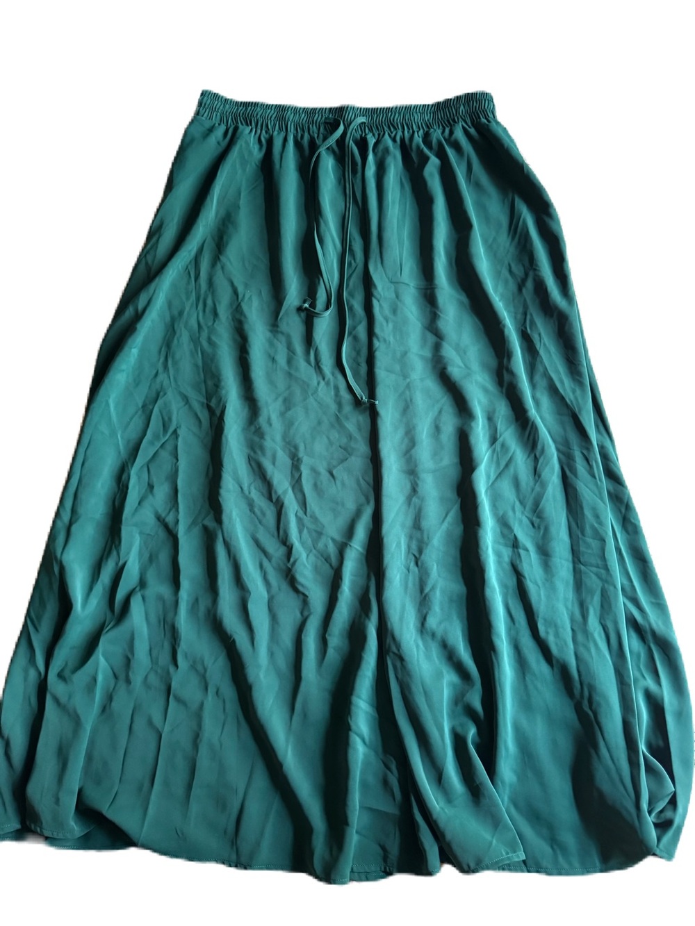 Teal Green Maxi Skirt with Drawstring Waist